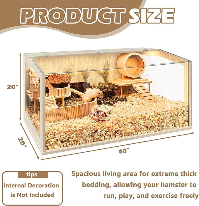 Hamster Cage Chewproof, Large Hamster Cages and Habitats, Openable Top with Acrylic Sheets, Solid Built