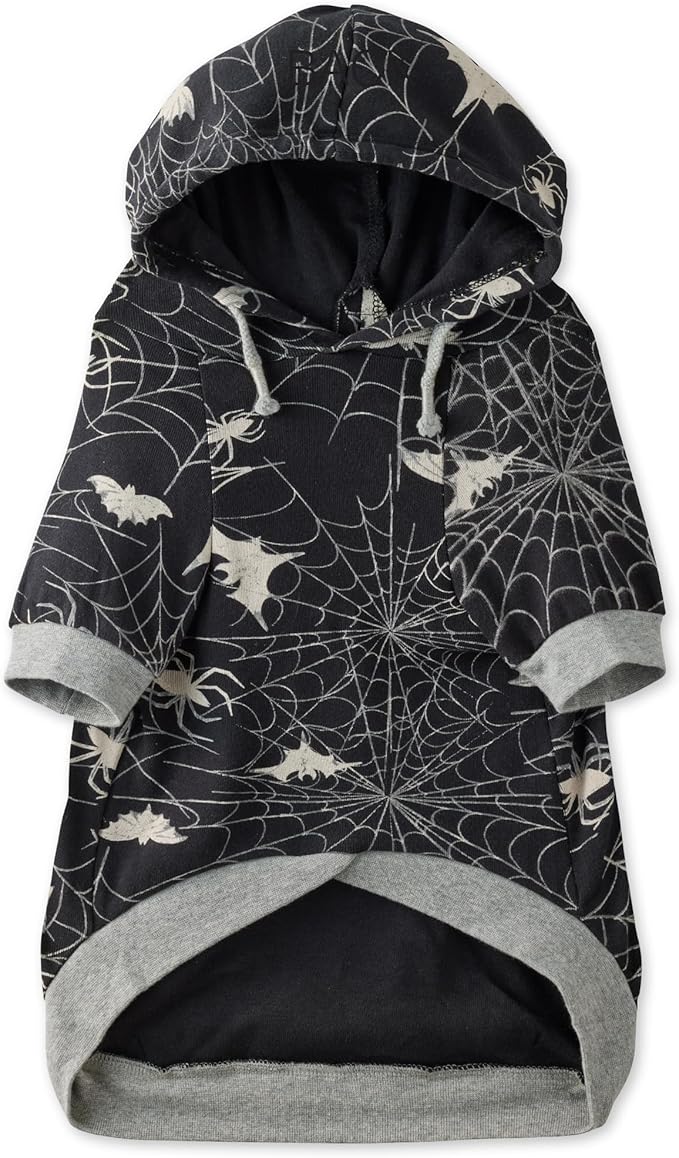 Rocky – The Orginal Lightweight Hooded TEE 100% Organic Cotton Dog Hoodie Pet Coat Sweater for Small, Medium, Large Dogs, Batty Black, Large