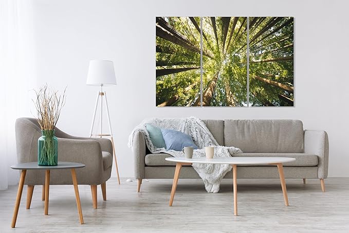 Nature Wall Art Prints - Ocean Forest Mountain Lake Canvas Landscapes - Small to Extra Large Living Room Bedroom Kitchen Bathroom Décor (Serenity in the Forest, 39L" x 59W" - 3 Panels)