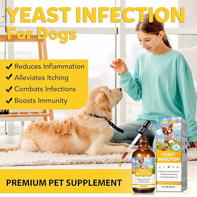 Yeast Infection Treatment for Dogs, Natural Yeast Infection Treatment Drops for Dog Itch Relief, Dog Allergy Relief, Dog Yeast Ear Infection Treatment, 2.02fl.oz