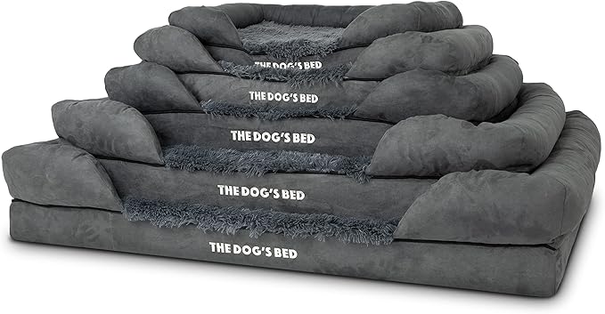 The Dog’s Bed, Medium Grey Faux Fur 30x23.5, Memory Foam, Pain Relief: Arthritis, Hip & Elbow Dysplasia, Post Surgery, Lameness, Supportive, Calming, Washable Cover, Veterinary Approved