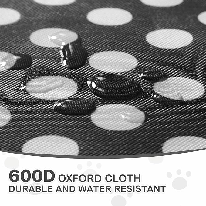 MoNiBloom 3 Wheels Pet Dog Cat Stroller for Small Medium Dogs Cats, Foldable Jogger Stroller w/Storage Basket and Cup Holder, Black Polka Dots