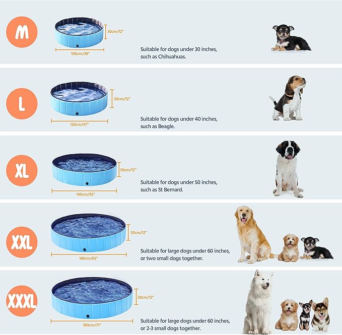 Yaheetech Foldable Hard Plastic Extra Large Dog Pet Bath Swimming Pool Collapsible Dog Pet Pools Bathing Tub Paddling Pool for Large Pets Dogs Cats, Black/Blue/Gray/Red, XXL/XL/L/M