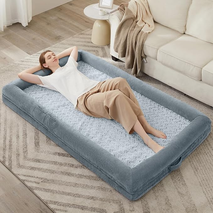 WNPETHOME Human Dog Bed for Adult, Washable Dog Couch with Removable Waterproof Cover, Orthopedic Large Pet Sofa Bed with Bolster Sides for Sleeping