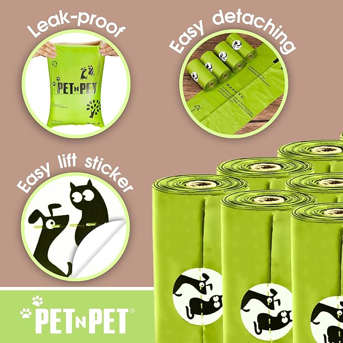 Pet N Pet Poop Bags For Dogs, 120 Counts Plant Based Dog Poop Bags Rolls, Thick Doggie Poo Bag, 100% Leak-proof, Easy to Use Pet Waste Bag