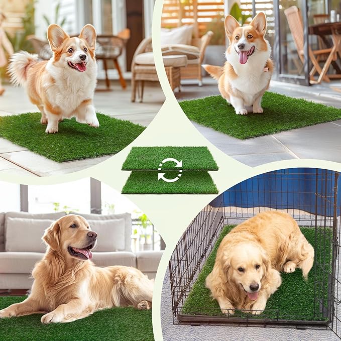 LOOBANI Dog Grass Pee Pads, Artificial Dog Grass Pads for Potty Tray, Fake Grass for Dogs to Pee On, Outdoor Indoor Pee Grass for Dog Potty (18*28 inch)