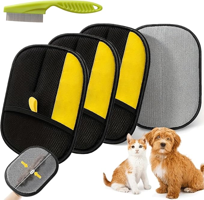 Morphcontainerpet Pet Hair Removal Gloves - Electrostatic Reusable for Cats & Dogs, Furniture, Carpet, Car Seats (1.2 oz) (3pcs)