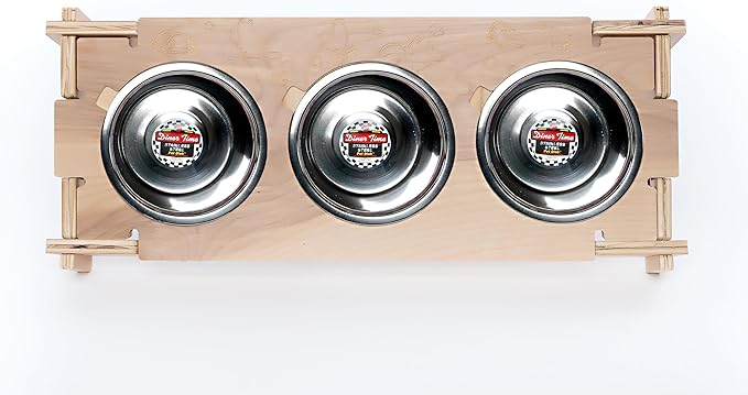 Small Pet Select - Raised Bowl Holder with Three Feeding Bowls for Rabbits, Cats, Dogs, and Other Small Animals