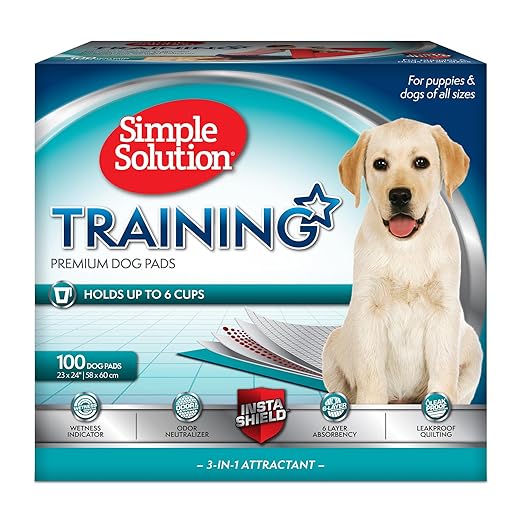Simple Solution Puppy Training Pads – Large Leak-Proof Potty Pads for Dogs – Disposable with Odor Control and Absorbent Core for Floor Protection – 23 x 24 Inches – 100 Count