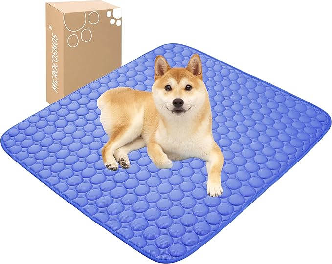 MICROCOSMOS Summer Cooling Mat & Sleeping Pad- Water Absorption Top, Materials Safe, Easy Carry, EZ Clean. Keep Cooling for Pets, Kids and Adults.(Navy Blue, 36" x36")