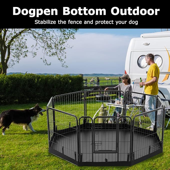 PJYuCien Dog Playpen Bottom Pad, Fits 24 Inch Width 8 Panels Regular Octagon Metal Exercise Pet Playpen, Black (Note:Playpen Not Included)