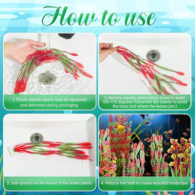 10 Pcs Large Aquarium Artificial Plants Decorations, Tall Plastic Fish Tank Plant Decorations for Household and Office Aquarium (Multicolor)