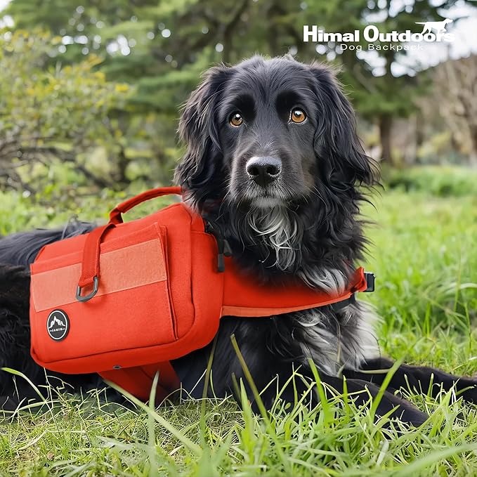 Himal Outdoors Dog Backpack & Saddle Bag, Tactical Hiking Backpack for Large Dogs with Side Pockets & Adjustable Strap
