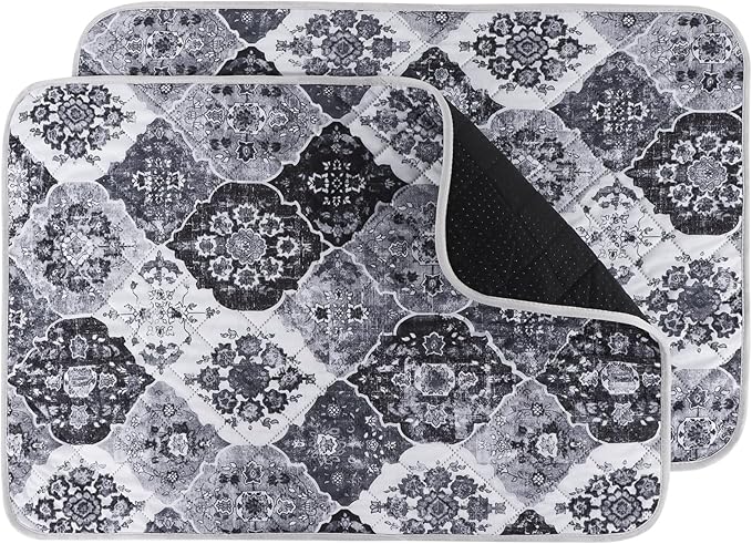 IEUUMLER Washable Pee Pads for Dogs, 2 Pack Reusable Pee Pads for Dogs Non-Slip Grip, Super Absorbent Waterproof Puppy Pads for Potty Training, Playpen, Crate, Whelping Box EU011 Black Grey, 36x31