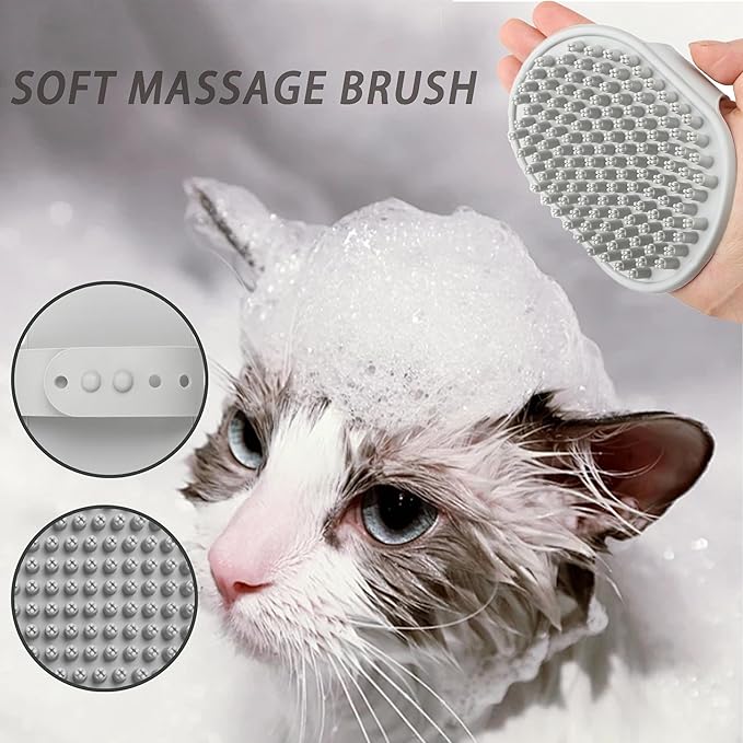 Cat Grooming Brush Kit 6 Tools - Deshedding & Dematting for Long/Short Hair, Self-Cleaning Slicker Brush with 6-in-1 Flea Comb for Cats & Kittens (White)