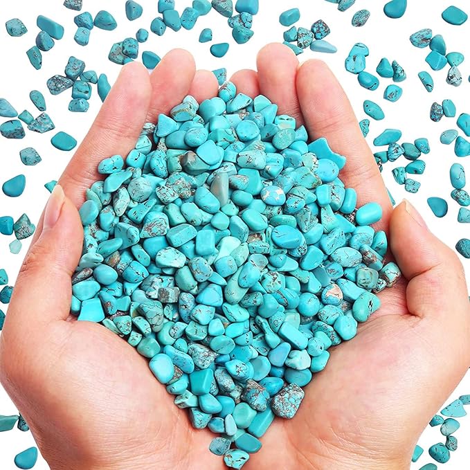 WAYBER 2 Lbs/920g Green Turquoise Decorative Stones Irregular Aquarium Pebbles Crystal Rocks Quartz Gravels for Fish Turtle Tank/Succulent Plants/Air Plants Decoration (Fill 2 Cups)