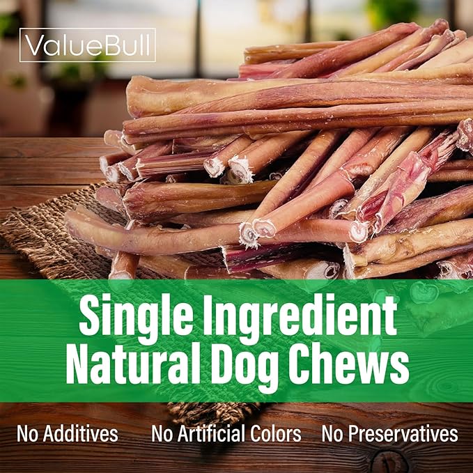 ValueBull Bully Sticks for Dogs, Medium 12 Inch, 50 Count - All Natural, Grass Fed, Single Ingredient, Long Lasting Dog Treats