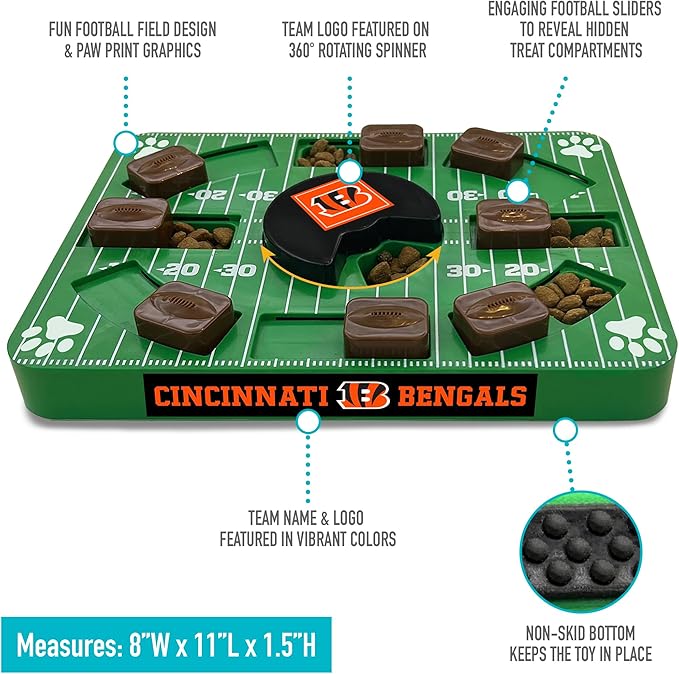 Pets First NFL Cincinnati Bengals Puzzle Toy, Puzzle Treat Dog Toy, Interactive Dog Treat Toy, Dog Puzzle