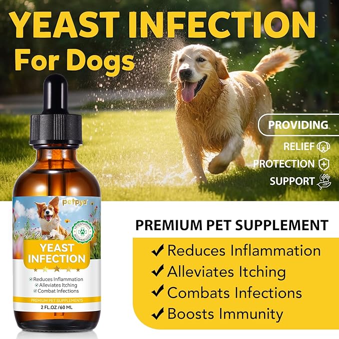 Yeast Infection Treatment for Dogs, Natural Yeast Infection Treatment Drops for Dog Itch Relief, Dog Allergy Relief, Dog Yeast Ear Infection Treatment, 2.02fl.oz