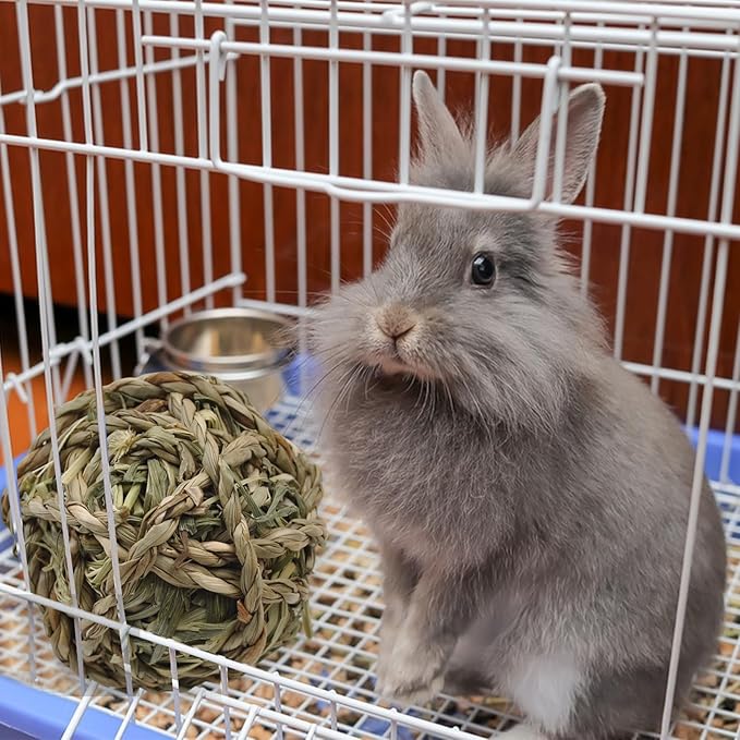 Rabbit Timothy Grass Ball 6 Pcs,Natural Bunny Grass Ball Timothy Hand Woven Chew Toys Small Animals Teeth Grinding Suitable for Hamster Guinea Pig Squirrel Totoro Gerbils