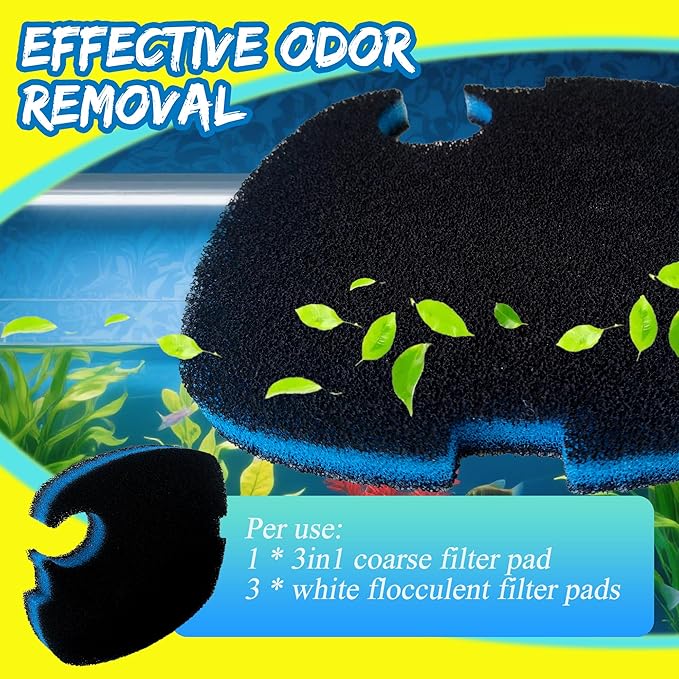 Replacement Canister Filter Pads Compatible with SUNSUN HW-304B/404B/704B/3000 CF500 Aquarium Filter, 6 White Floss and 2 Upgraded Coarse Pads, 8pcs