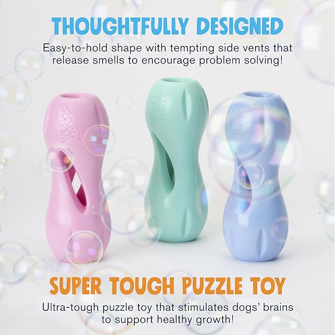 WEST PAW Zogoflex Qwizl Dog Puzzle Treat Toy – Interactive Chewing for Dogs – Dispenses Pet Treats – Brightly-Colored Dog Enrichment Toy for Aggressive Chewers, Fetch, Catch, Large 6.5", Periwinkle