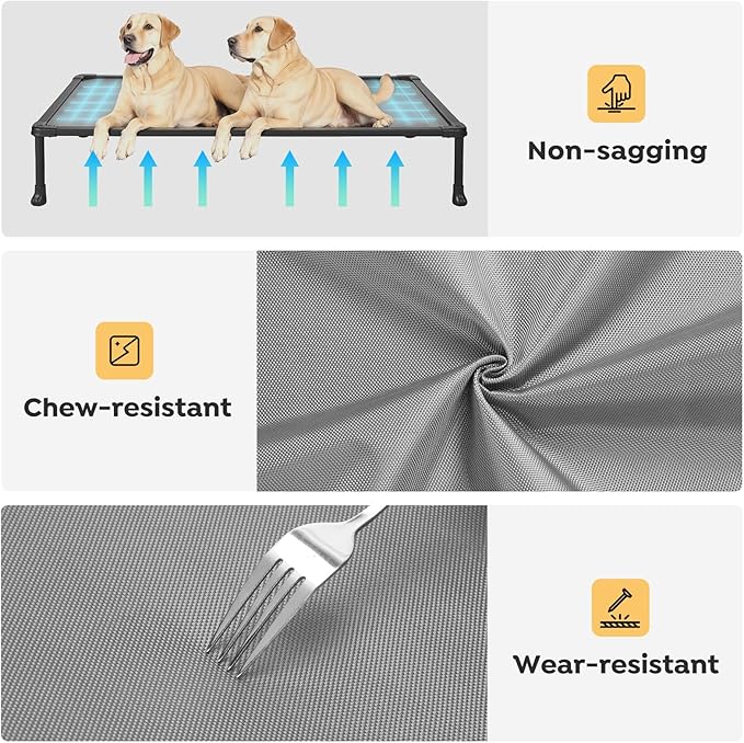 Veehoo Chew Proof Dog Bed, Non-Chewable Cot for Large Dogs, Anti-Scratch Durable Hammock Raised Place for Training Platform, Outdoor Cooling Off Ground, CWC2420ACP