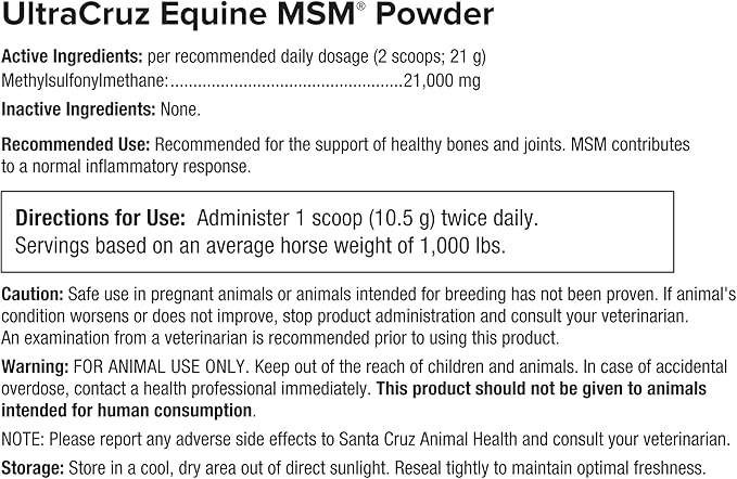 UltraCruz Equine MSM, Glucosamine Sulfate and Chondroitin Sulfate Horse Joint Supplement Bundle, 4 lb Each MSM and Glucosamine, 1 lb Chondroitin, Powders