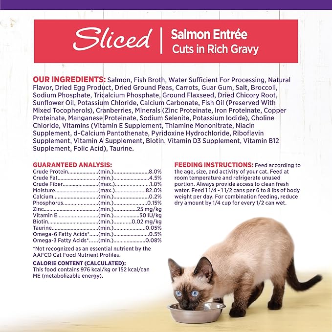 Wellness Complete Health Sliced Adult Wet Cat Food, Natural, Protein-Rich, Grain Free, 5.5 Ounce, 24 Pack, (Salmon Entrée)