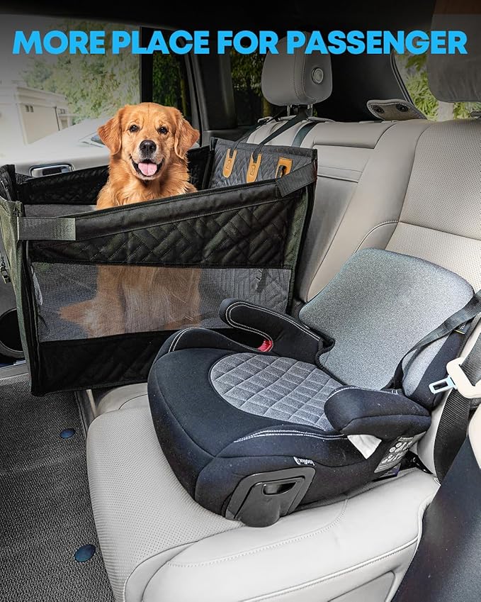 Kohree Dog Car Seat Cover for Medium Large Dogs, Hard Bottom Dog Car Seat Cover for Back Seat Waterproof 600D Car Hammock for Dogs Pet Back Seat Extender for Cars SUV Truck-Upgraded Version
