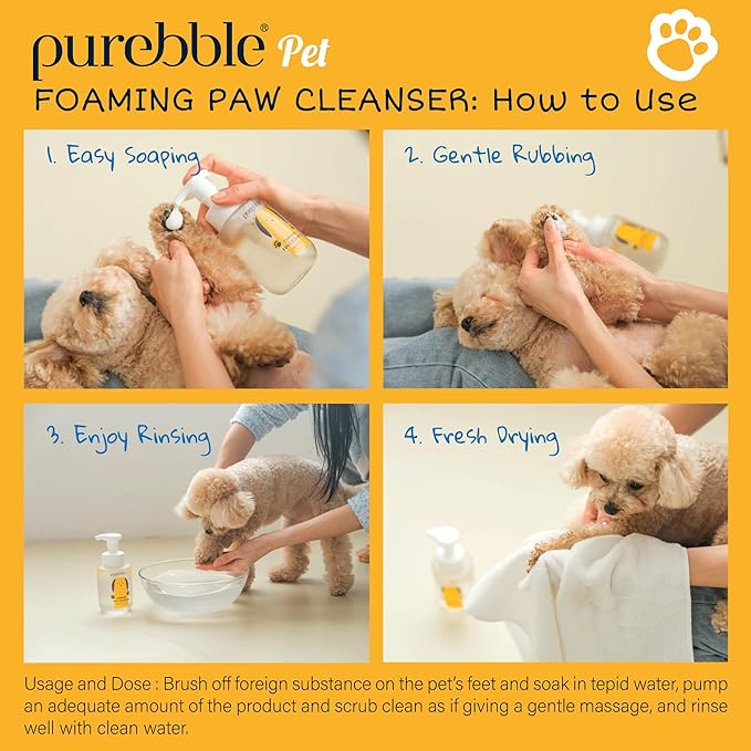 Pet Foaming Foot Paw Cleanser | Designed for All Types of Paw Washers | Dog Cleaning Supplies | Nourishing, Softening, Calming, Itch Reducing for Dog Paws | 300ml / 10.14 fl oz