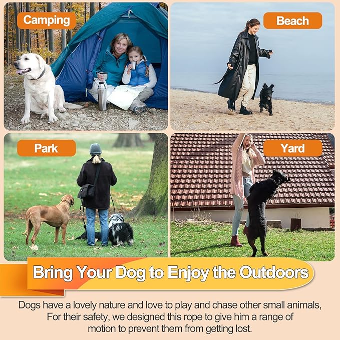 Dog Tie Out Cable,50ft Dog Lead-Heavy Duty Tie Out Cable for for Large Dogs Up to 125lbs-Dog Chain for Yard-Outside Dogs Runner Tether Line