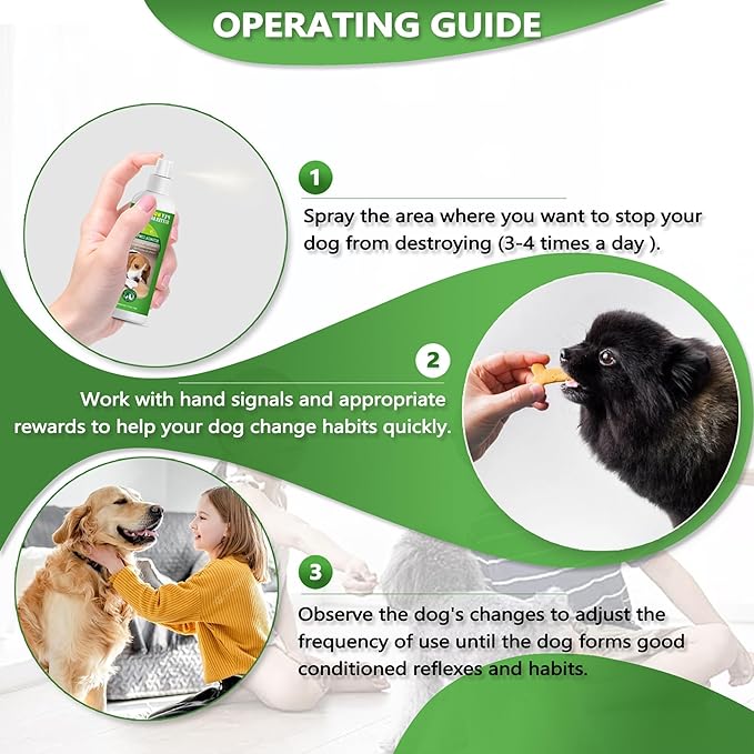 vyaji 5.07 Oz Bitter Apple Spray for Dogs to Stop Chewing - Natural Ingredients No Chew Spray for Dogs - Bitter Sprays for Dog - Alcohol-Free & Cruelty-Free - Safeguard Beloved Furniture, Green