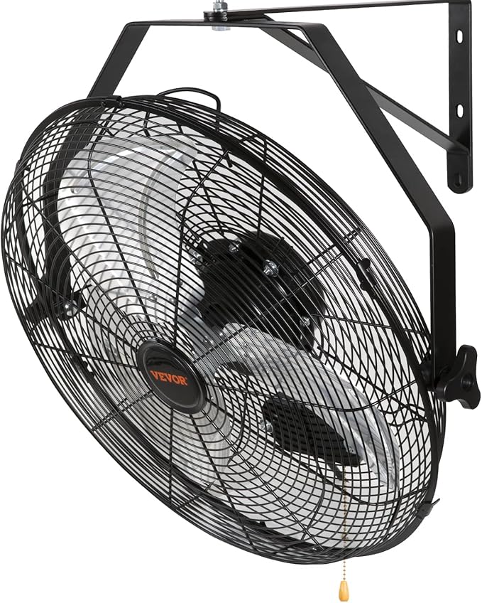 VEVOR 18 Inch Wall Mount Fan, 3-speed IP44 Waterproof, Max. 4150 CFM Wall Mounted Fan for Outdoor, Commercial, Residential, Greenhouse, Workshop, Patio, Black, ETL Listed