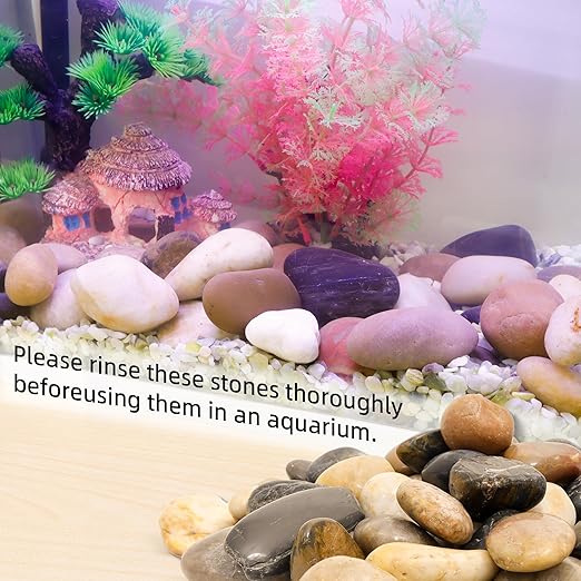 8LB 1"-2" Decorative River Rocks for Plants, Polished Pebbles for Garden Landscaping, Planters, Aquariums, Vase Fillers – Indoor & Outdoor Decor