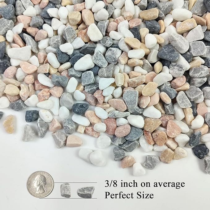 10 lbs Pebbles for Landscaping, 3/8 Inch Pea Gravel Decorative River Rocks for Succulent, Cactus, Vases, Terrarium, Aquarium, Potted Top Dressing and Outdoor Garden