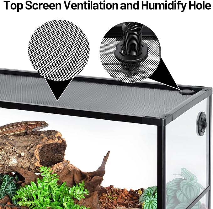 67 Gallon Reptile Tank, Glass Reptiles Terrarium 48" x 18" x 18", Sliding Door, Top Ventilation, Cable Pass, Humidify Hole, Large Reptile Cage Habitat for Bearded Dragon, Lizard, Snake, Gecko
