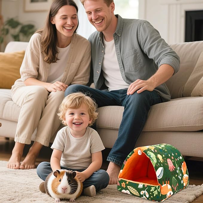 UPINS Guinea Pig Bed, Guinea Pig Hideout Washable Small Animal House Cage Accessories for Dwarf Rabbits Chinchillas Hamsters Hedgehogs Ferrets Bearded Dragons and Rats