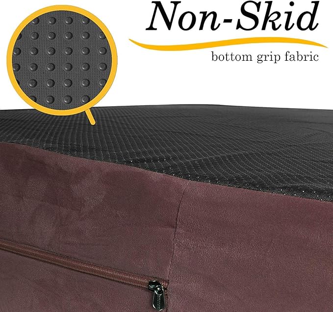 KOPEKS Jumbo Orthopedic Dog Bed - 7-inch Thick Memory Foam Pet Bed with Pillow with Removable Cover & Free Waterproof Liner - for Large Breed Dogs, XL, Brown-Plush Top