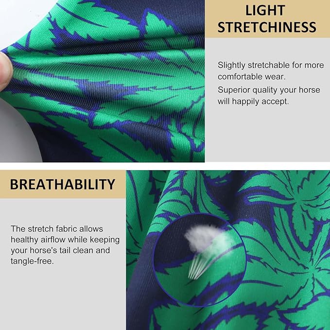 Harrison Howard Stretchy Tail Guard for Horses - Breathable, Slip-on Design, Protects Tail, 22" L Length, Easy Grooming - Live Leaf