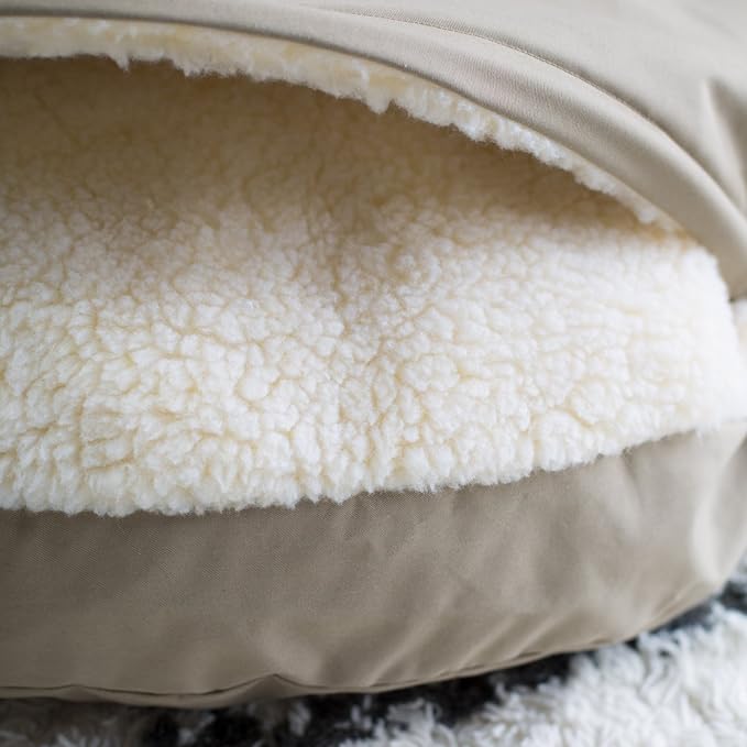 Snoozer Cozy Cave Dog Bed - Indoor Dog Bed with Cover Cave, Covered Calming Burrow for Medium & Large Sized Pets with Blanket Attached, Enclosed, Washable - XL, Navy