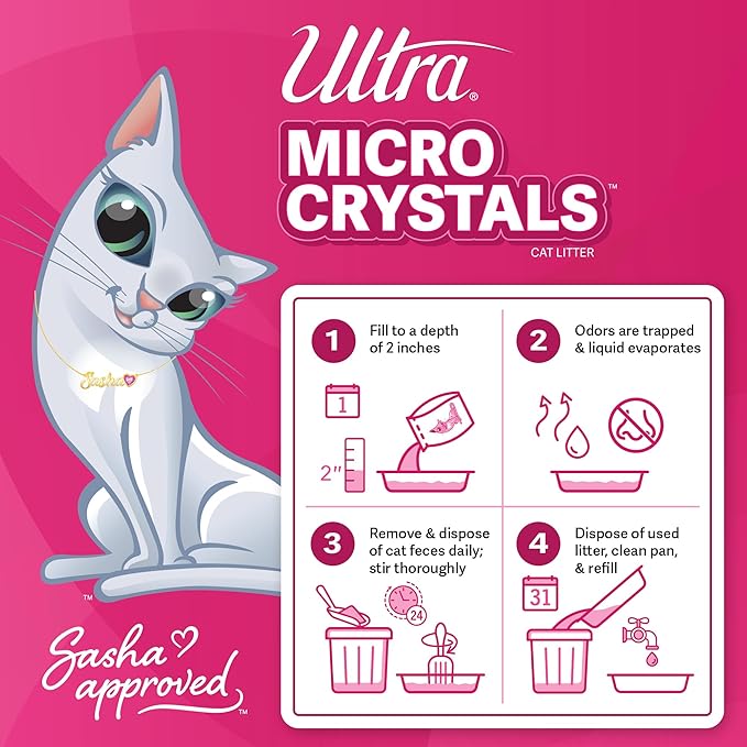 Ultra Micro Crystals Premium Cat Litter - 99.9% Dust Free, Soft on Paws, Fragrance Free - 15 Lbs. Total (3pk of 5 Lbs.)