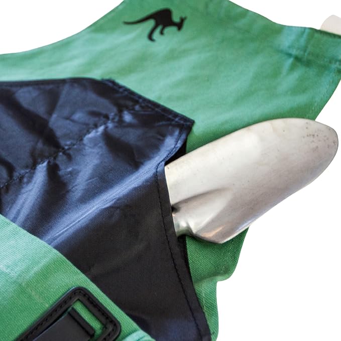 Roo Gardening Apron with Pockets & Harvesting, Picking Pouch - Adjustable, Water-resistant, Washable Canvas Cotton