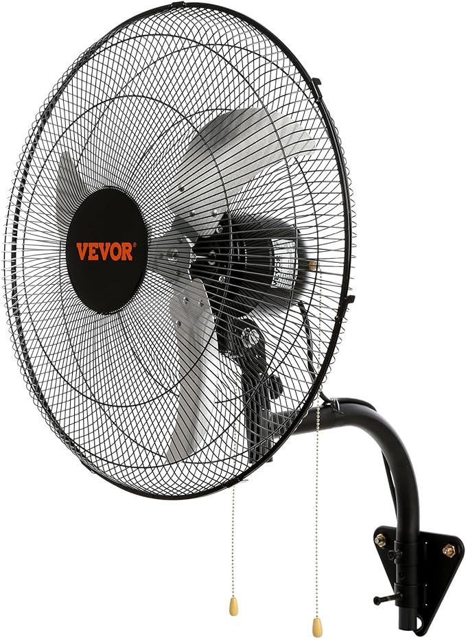 VEVOR Wall Mount Fan, 2 PCS 18 inch Oscillating, 3-speed High Velocity Max. 4000 CFM Industrial Wall Fan for Indoor, Commercial, Residential, Warehouse, Greenhouse, Workshop, Basement, Garage,Black