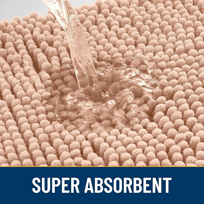 Smiry Dog Door Mat for Muddy Paws 24x16, Absorbs Moisture and Dirt Doormat, Non-Slip Washable Quick Dry Chenille Front Door Mat Indoor Entrance, Entryway Carpet for Inside Floor, Peach