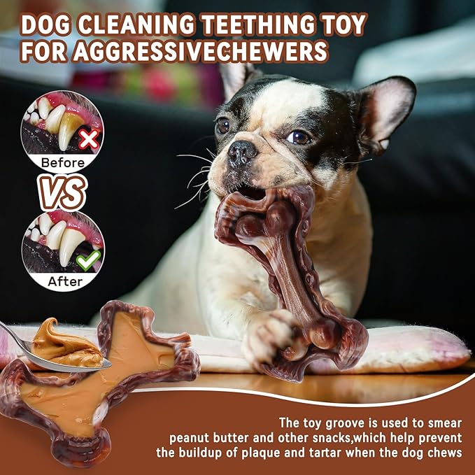 Magicorange Tough Dog Toys, Chew Toys for Aggressive Chewers, Dog Bone Toy Nylon Almost Indestructible Dogs Toy for Teeth Cleaning and Training (Brown)