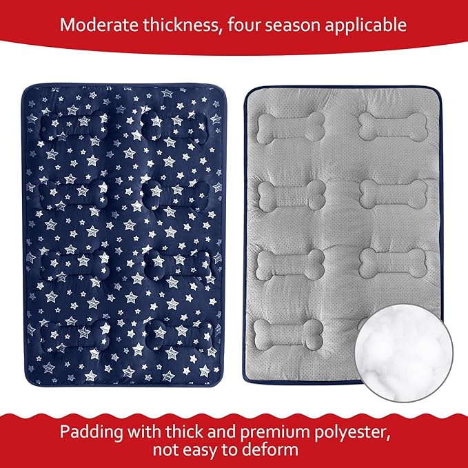 Dog Crate Mat (42" X 28"), Soft Dog Bed Mat with Cute Prints, Personalized Crate Pad, Anti-Slip Bottom, Machine Washable Kennel Pad