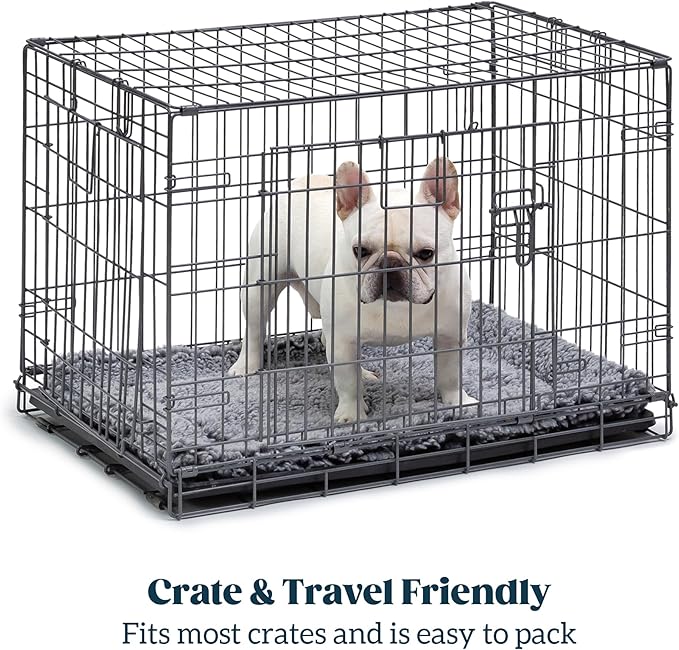 Stoutwool Indestructible Dog Bed - Fluffy Chew Proof Dog Crate Pad - Tough Kennel Pad for Aggressive Chewers - Washable, Ideal for Jumbo Breeds & Fits 54-Inch Crate - 53"x35", Charcoal