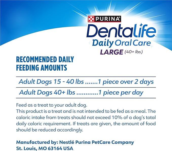 DentaLife Daily Oral Care Dog Treats for Large Dogs 40 plus lbs., Chewy Dental Treat to Freshen Breath and Fight Tartar, Chicken Flavor, 36 oz., 30 Chews - 30 ct. Pouch