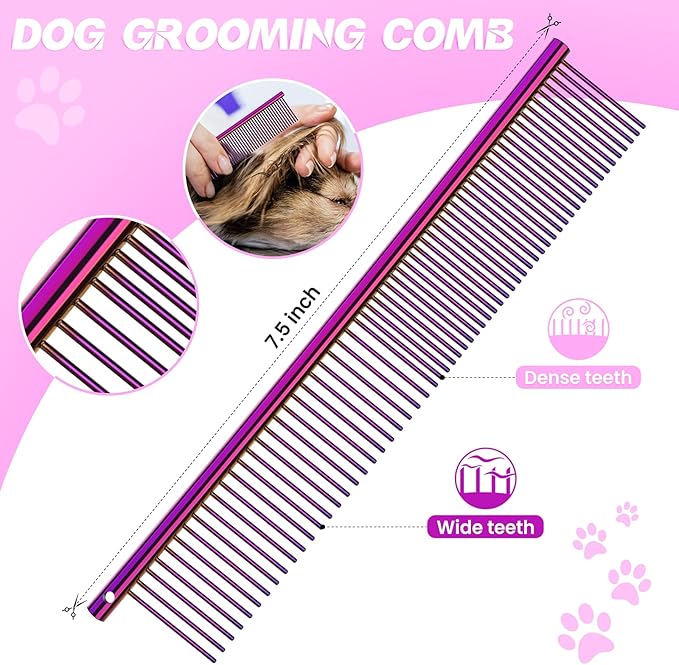 JASON Dog Grooming Scissors Kit, Professional 6 in 1 Dog Scissors Sharp Shears Set - Straight, Thinning, Chunker, Curved Shears and Comb for Long Short Hair for Dog Cat Pet